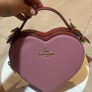 NWT COACH HEART Crossbody Bag Pink Red C6952